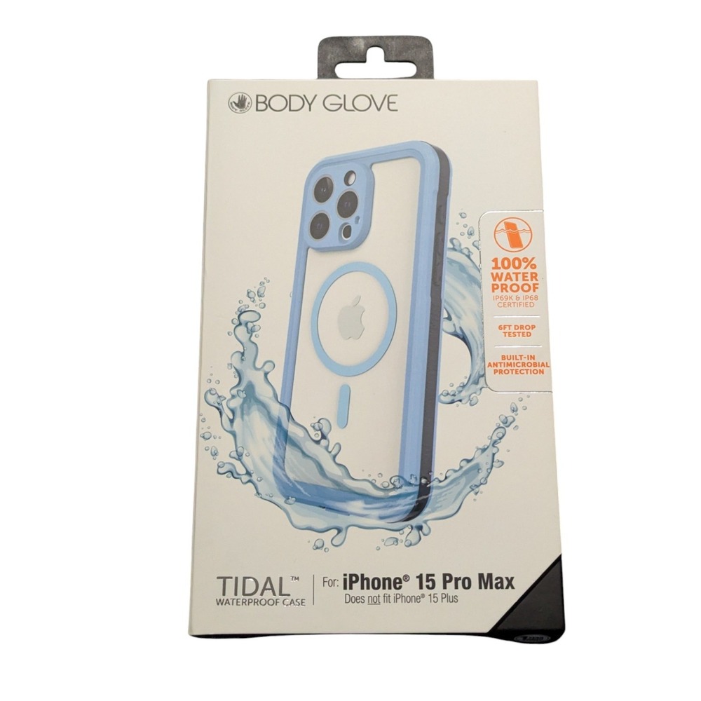 J7. Body Glove Tidal Waterproof with MagSafe Case - iPhone 15 Pro Max Blue/Clear
